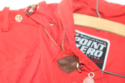 Point Zero Red Parka Jacket Floral Lined Hooded Womens Size Small