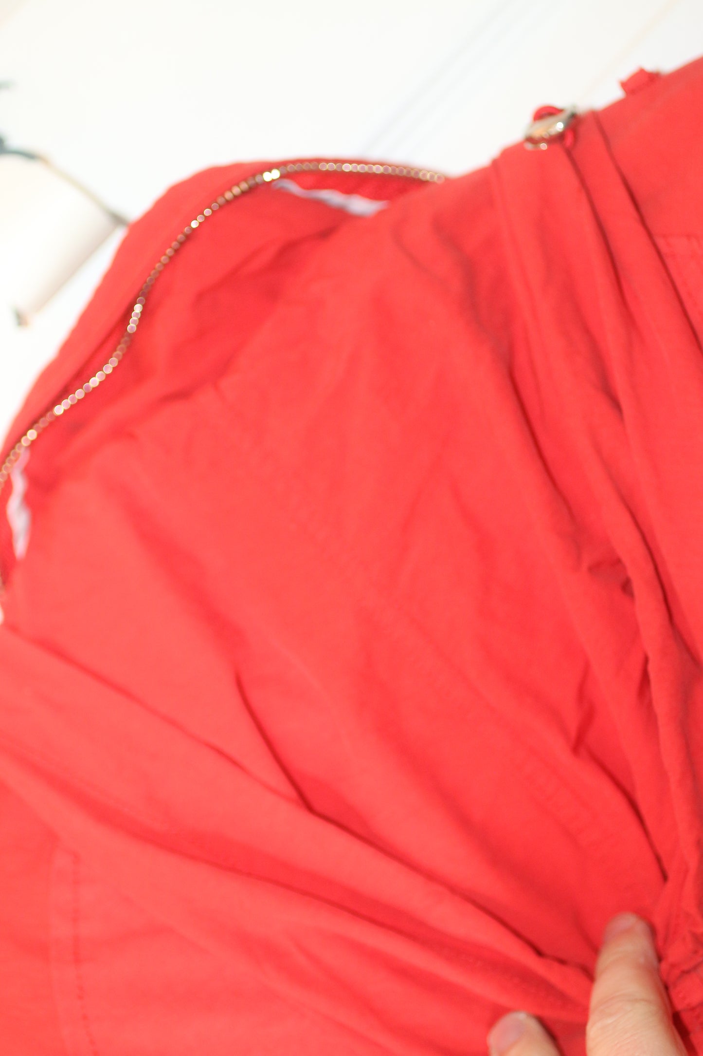 Point Zero Red Parka Jacket Floral Lined Hooded Womens Size Small