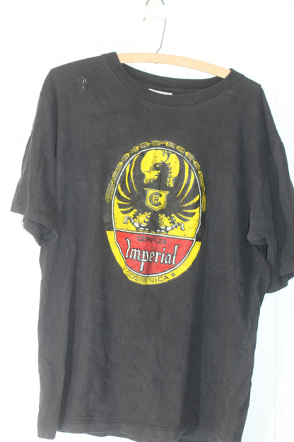 Vintage Imperial La Cerveza Costa Rica Beer Pullover T-Shirt Men Lg Bien Fria