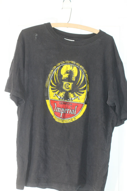 Vintage Imperial La Cerveza Costa Rica Beer Pullover T-Shirt Men Lg Bien Fria