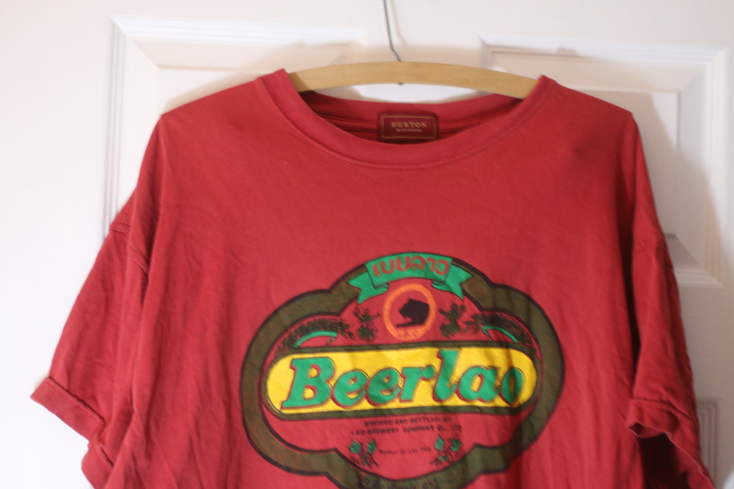 Burton Menswear Beerlao T-Shirt Red Laos Beer Graphic Mens Tee
