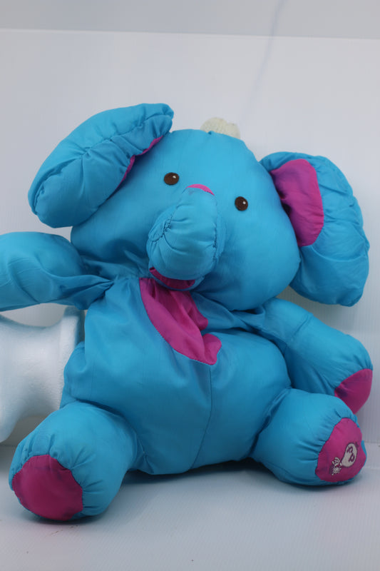 Vintage 1987 Fisher Price Puffalump Blue Pink Elephant Plush Stuffed Animal