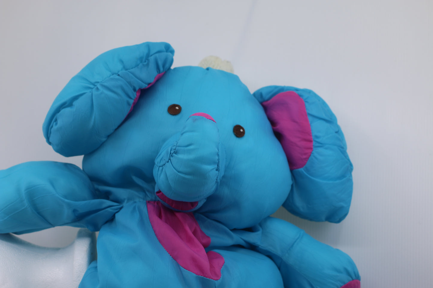 Vintage 1987 Fisher Price Puffalump Blue Pink Elephant Plush Stuffed Animal