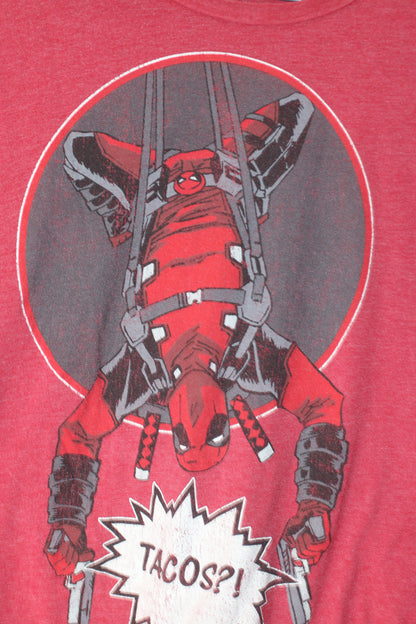 Marvel Deadpool “Tacos?!” Graphic T-Shirt Red Large Fifth Sun Comic Tee