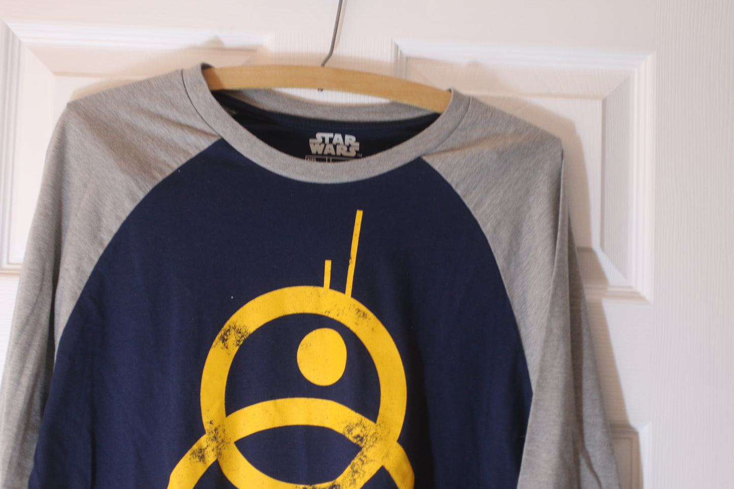 Star Wars BB-8 Raglan 3/4 Sleeve Shirt Navy Grey Large Fifth Sun Lucasfilm