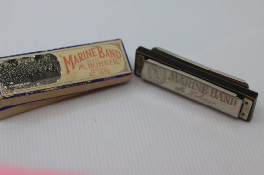 Vintage M. Hohner Marine Band 1896 Harmonica Key of G A440 Made in Germany w/ Box