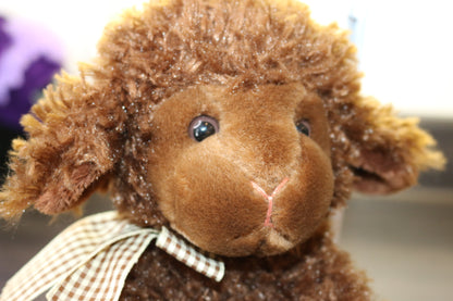 Russ Berrie Lambert Lamb Plush Stuffed Animal Chocolate Brown Shaggy Farm 37272