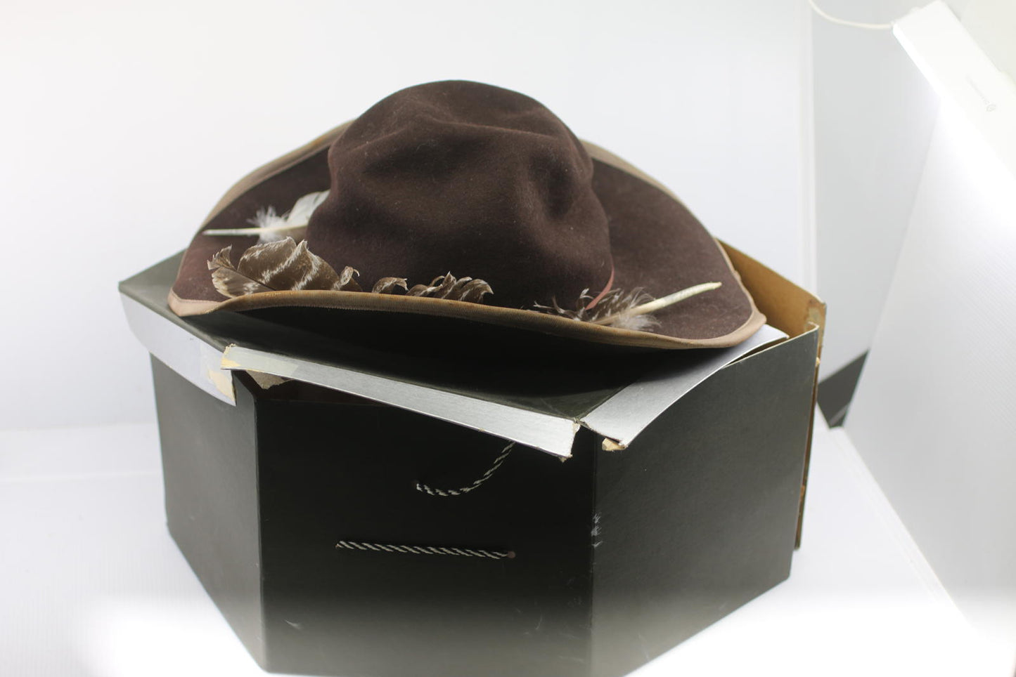 Vintage Smithbilt Brown Felt Cowboy Size6 3/4w/Sears Hat Box