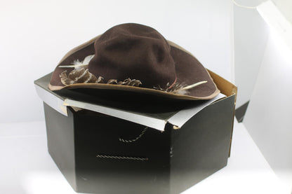 Vintage Smithbilt Brown Felt Cowboy Size6 3/4w/Sears Hat Box