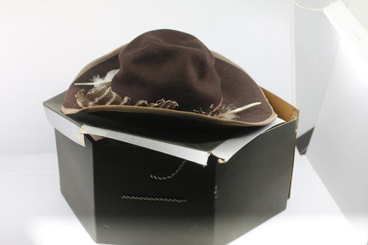 Vintage Smithbilt Brown Felt Cowboy Size6 3/4w/Sears Hat Box