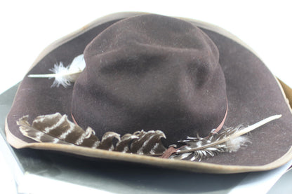Vintage Smithbilt Brown Felt Cowboy Size6 3/4w/Sears Hat Box