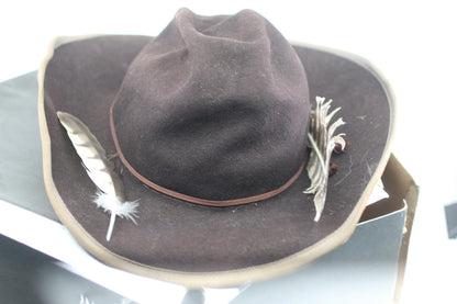 Vintage Smithbilt Brown Felt Cowboy Size6 3/4w/Sears Hat Box