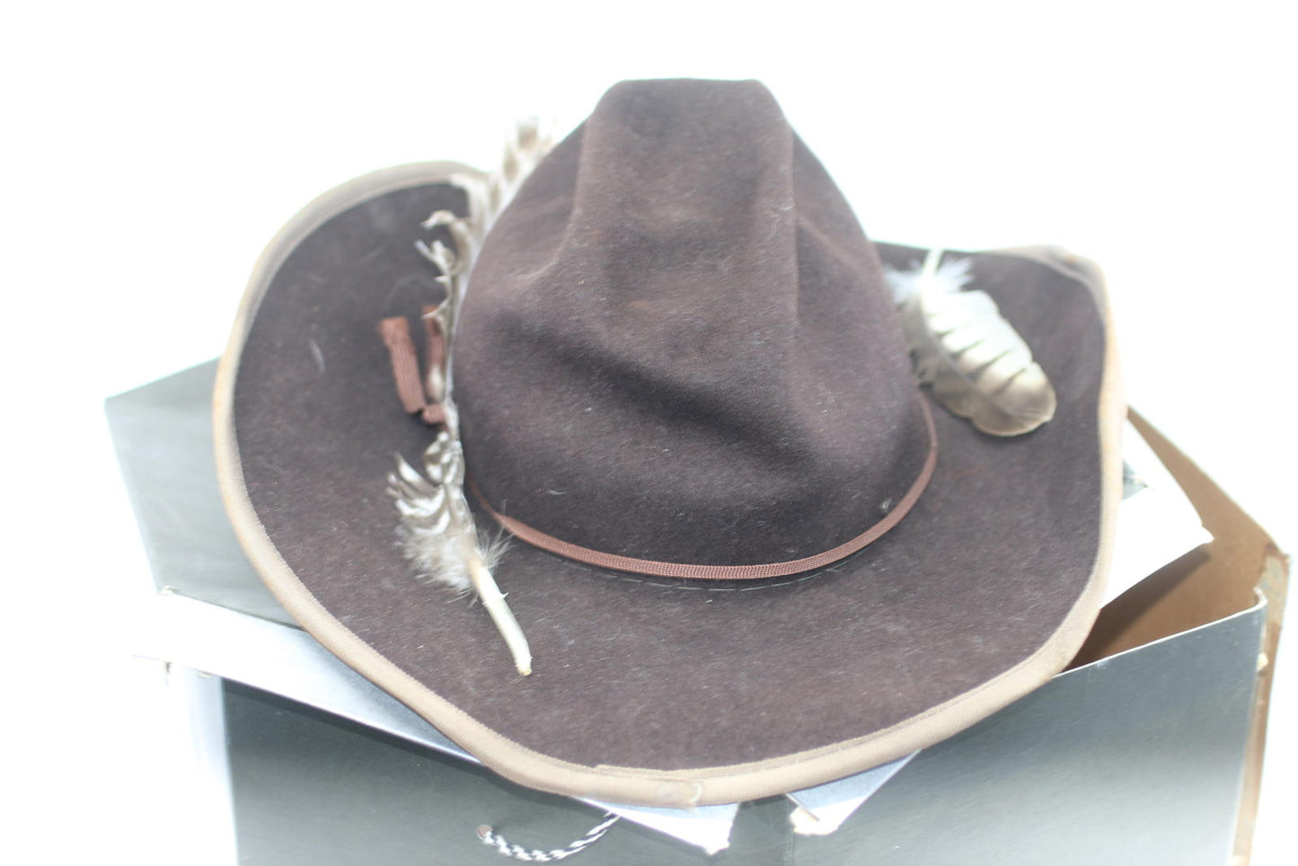 Vintage Smithbilt Brown Felt Cowboy Size6 3/4w/Sears Hat Box