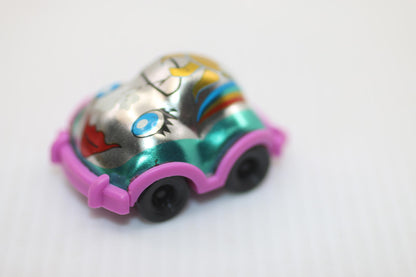1997 Kinder Surprise Pink Rainbow Girl Chrome & Pink Plastic Miniature Toy Car