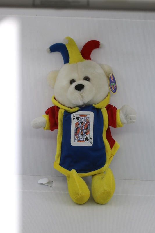 Vintage Animal Pals Jester Bear Plush 1995 Kuddle Me Toys King of Spades