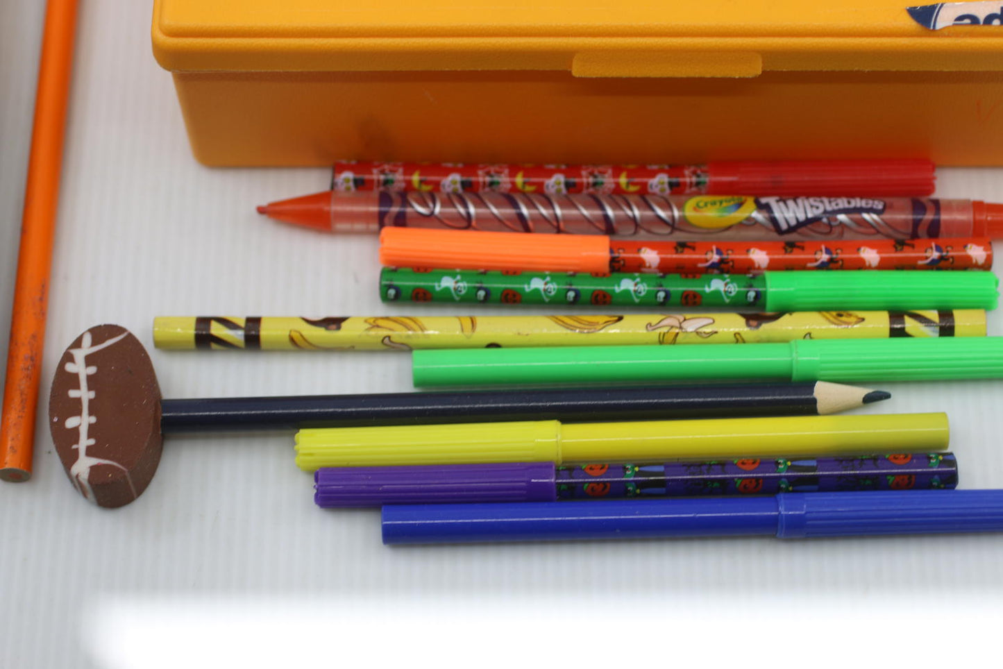 Vintage Garfield Pencil Box School Supply Lot Crayola Pens Pencils Eraser