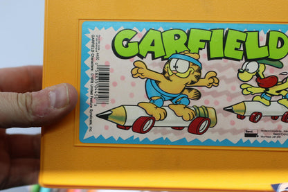 Vintage Garfield Pencil Box School Supply Lot Crayola Pens Pencils Eraser