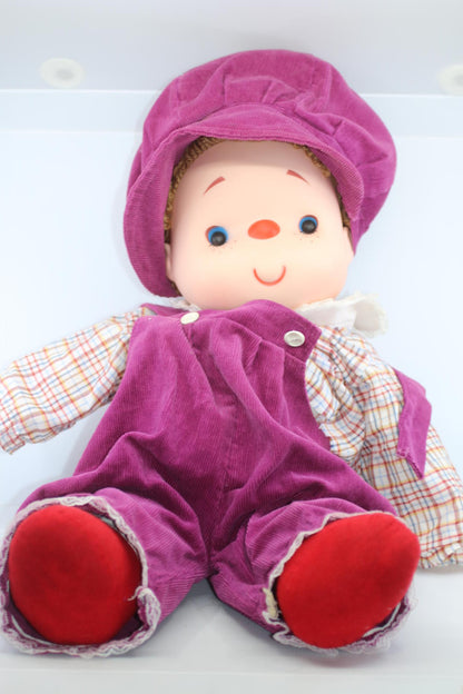 Vtg Doll Ice Cream Boy Yarn Hair, 25” Overalls J Shin Co Plastic 80s, Corduroy