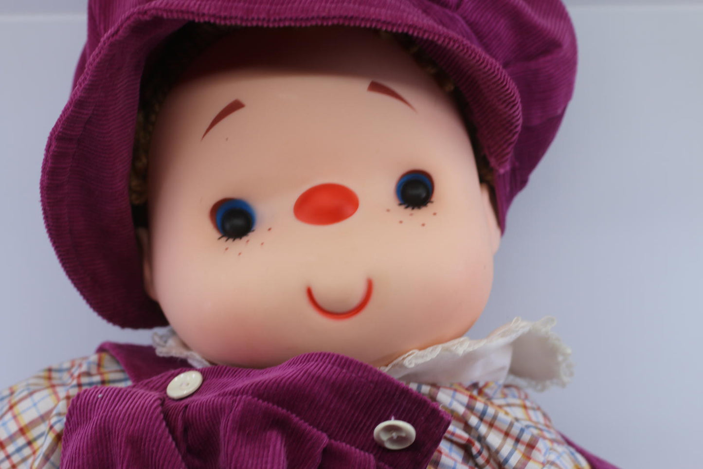 Vtg Doll Ice Cream Boy Yarn Hair, 25” Overalls J Shin Co Plastic 80s, Corduroy