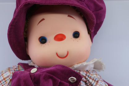 Vtg Doll Ice Cream Boy Yarn Hair, 25” Overalls J Shin Co Plastic 80s, Corduroy
