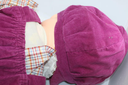 Vtg Doll Ice Cream Boy Yarn Hair, 25” Overalls J Shin Co Plastic 80s, Corduroy