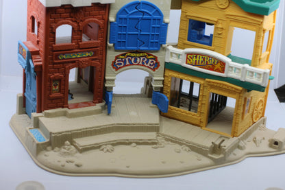 Vintage 1996 Fisher Price Great Adventure Wild Western Town Sheriff Hotel Bank