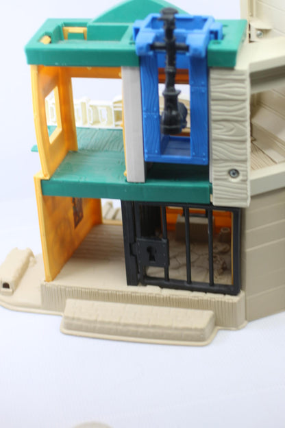 Vintage 1996 Fisher Price Great Adventure Wild Western Town Sheriff Hotel Bank