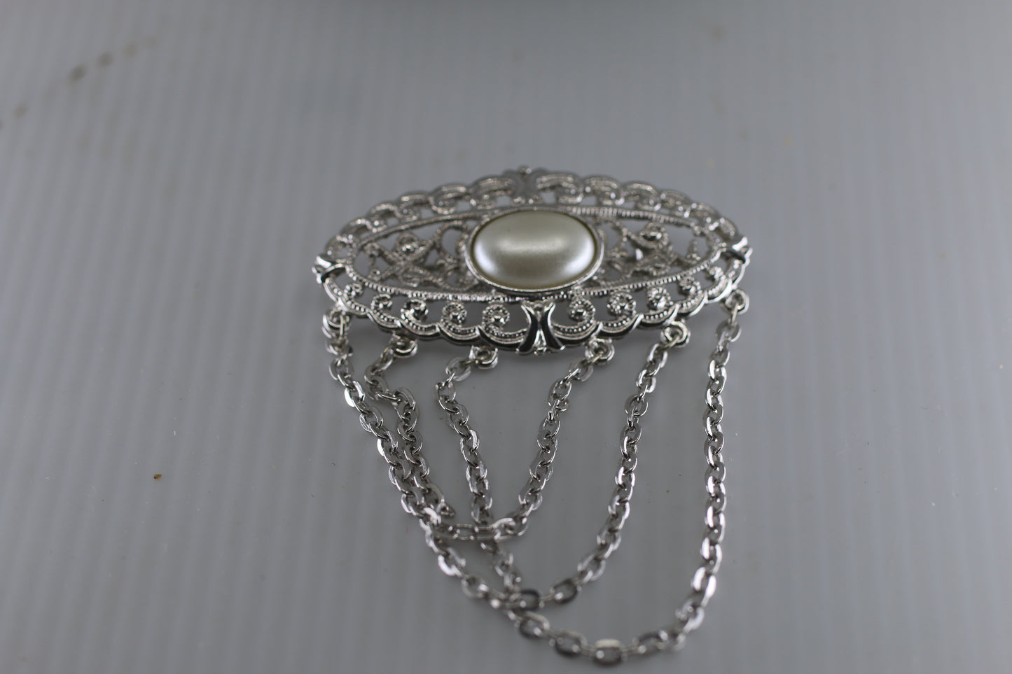 Vintage metal style brooch with chains women's gift for women