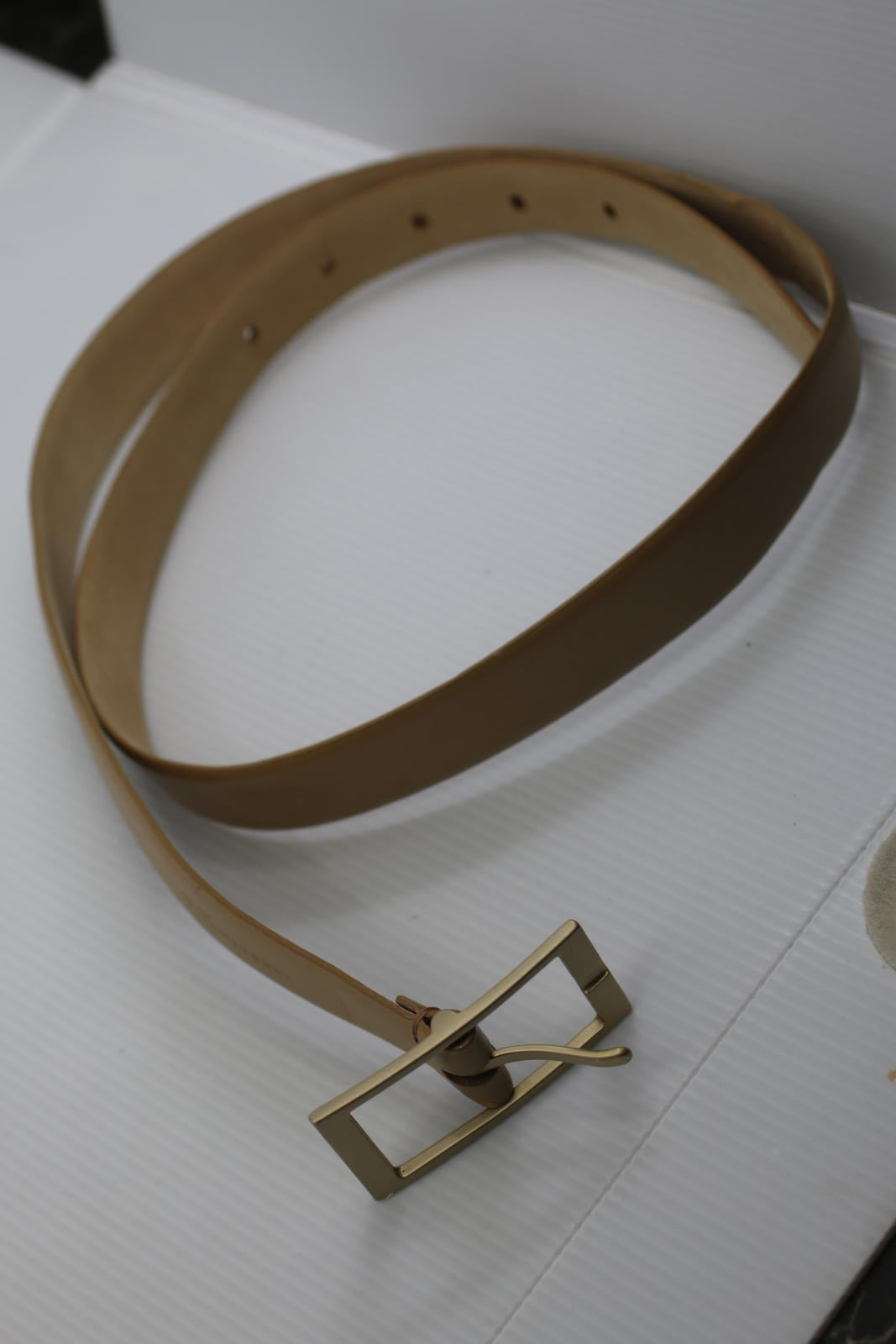 Kenneth Cole Genuine Leather Belt Tan Gold Buckle Large Men