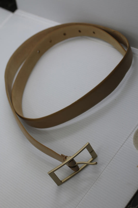 Kenneth Cole Genuine Leather Belt Tan Gold Buckle Large Men