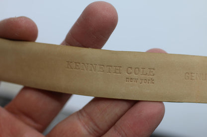 Kenneth Cole Genuine Leather Belt Tan Gold Buckle Large Men