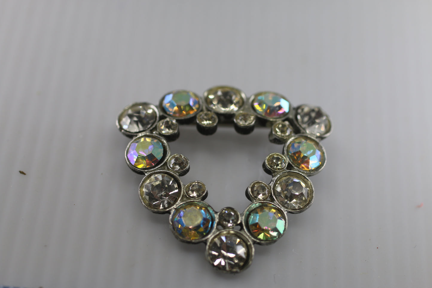 Vintage Silver Tone Clear Rhinestone Brooch