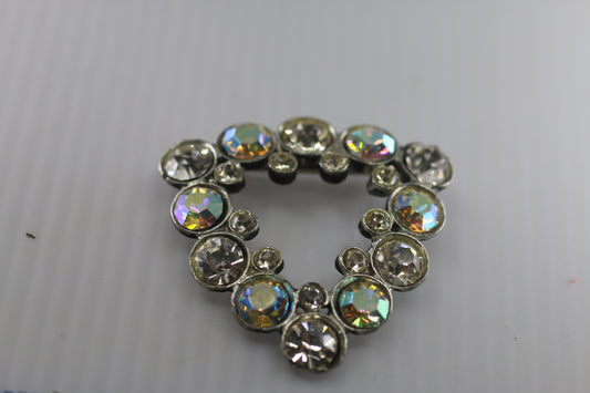 Vintage Silver Tone Clear Rhinestone Brooch