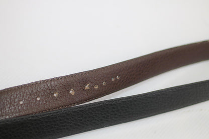 Unisex Black Leather Belt Silver Tone Buckle Classic Style