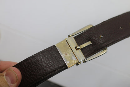 Unisex Black Leather Belt Silver Tone Buckle Classic Style