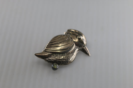 Vintage Sterling, Bird Brooch, Kingfisher, Gold Plating, Lapis Lazuli, Signed BCL 925