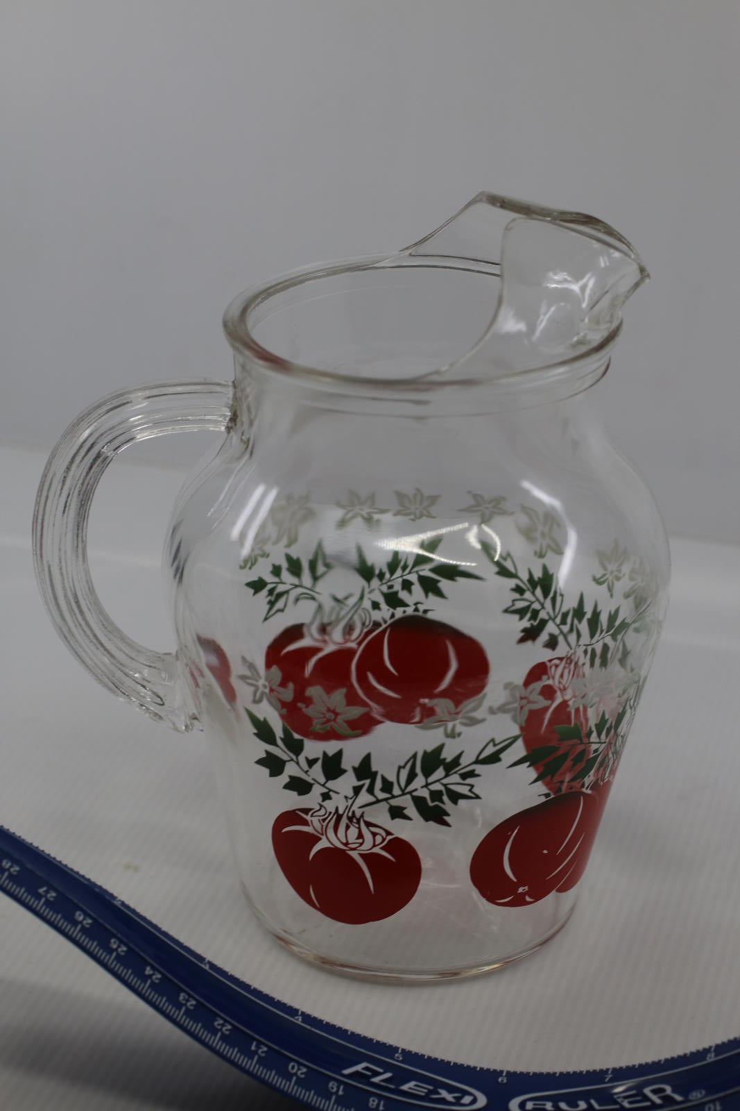 Vintage Anchor Hocking Tomato Juice Jug mug Glass Pitcher rare cute