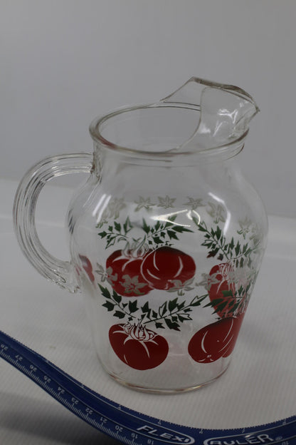 Vintage Anchor Hocking Tomato Juice Jug mug Glass Pitcher rare cute