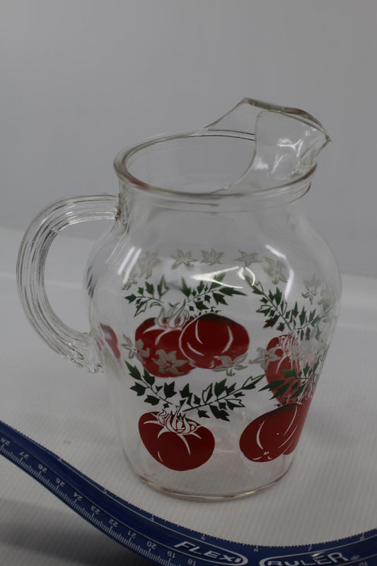 Vintage Anchor Hocking Tomato Juice Jug mug Glass Pitcher rare cute