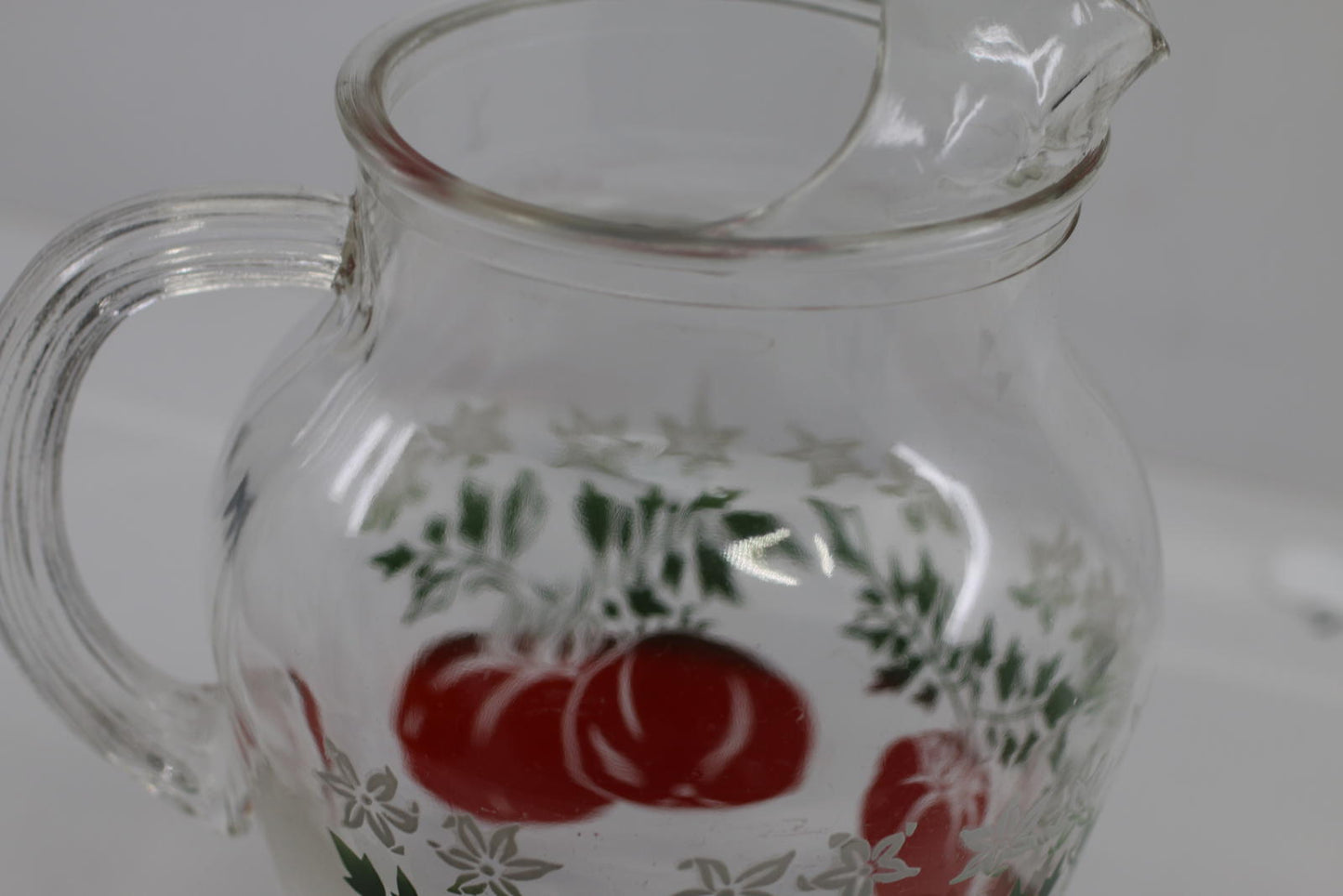 Vintage Anchor Hocking Tomato Juice Jug mug Glass Pitcher rare cute