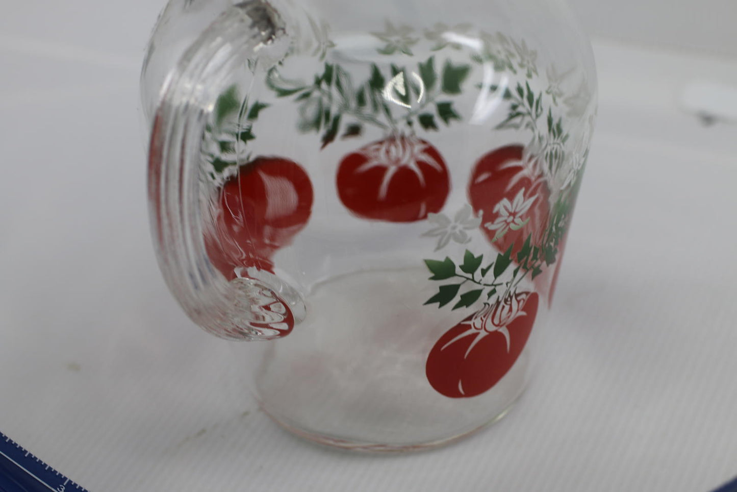 Vintage Anchor Hocking Tomato Juice Jug mug Glass Pitcher rare cute