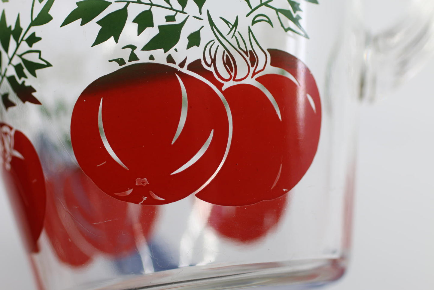 Vintage Anchor Hocking Tomato Juice Jug mug Glass Pitcher rare cute