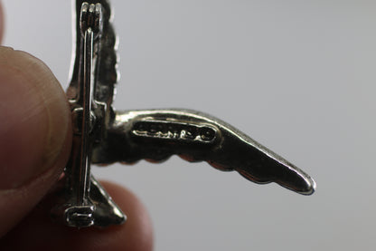 VINTAGE BIRD POCKET COLUMBUS signed GERRY'S OLD SILVER METAL F4