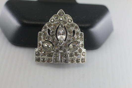 Vintage Clip Clear Crystal, 1940s, Women's Jewellry, Silver Tone, Costume Pin