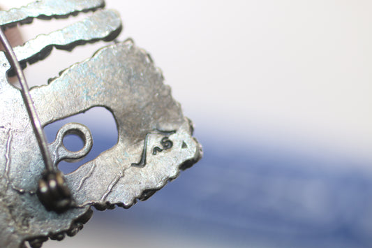 Guy Vidal, Canada early 1970s. Vintage Modernist Plated Pewter Brooch