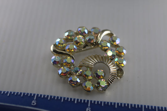 Vintage Brooch Rhinestones Vintage Jewelry Golden