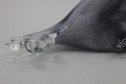 Hand Blown Art Glass Seal Gray Cased Figurine Paperweight