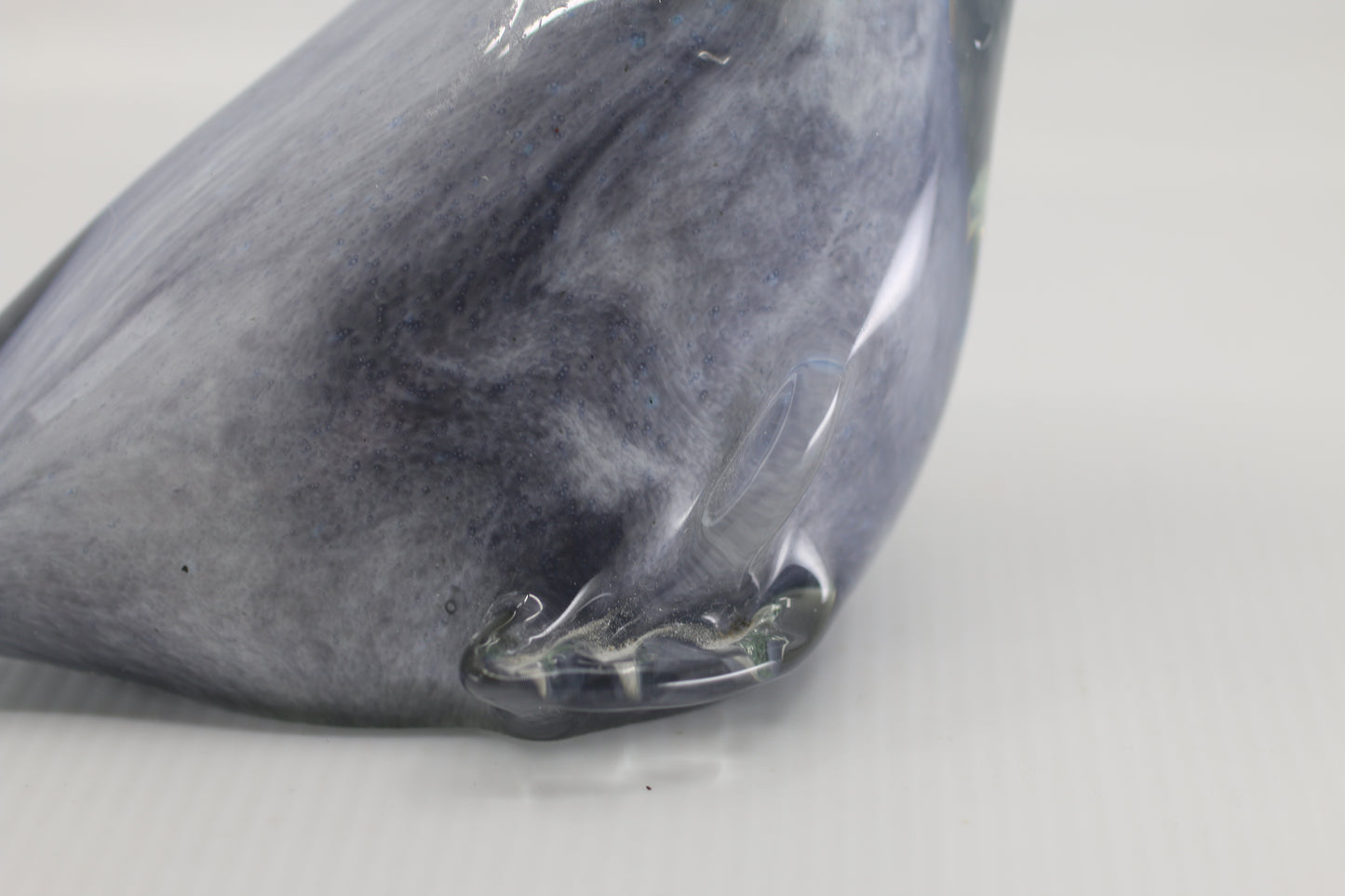 Hand Blown Art Glass Seal Gray Cased Figurine Paperweight