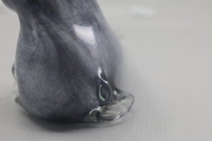 Hand Blown Art Glass Seal Gray Cased Figurine Paperweight