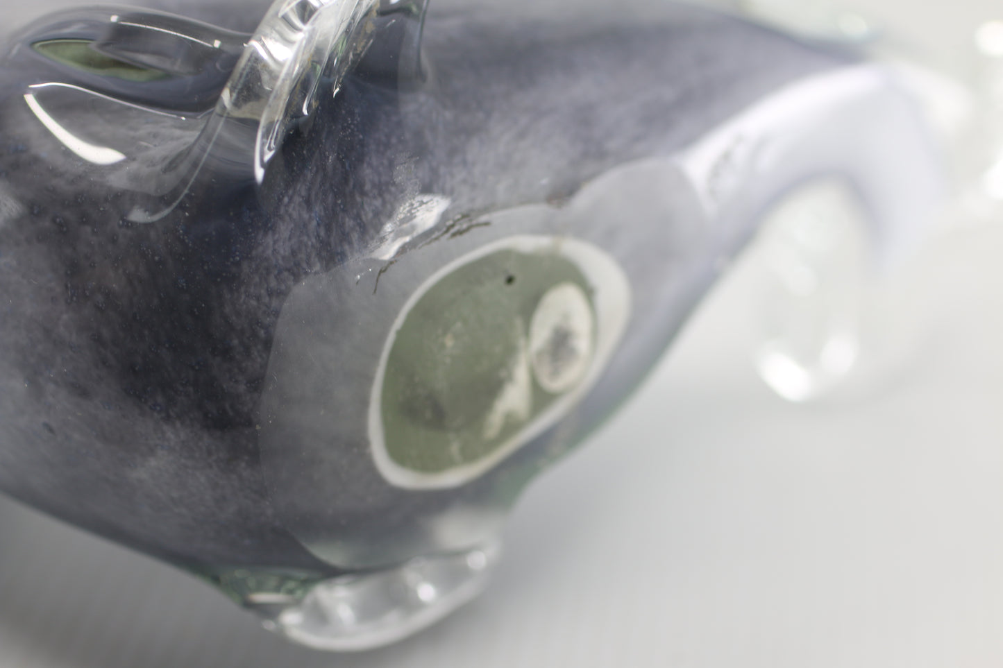 Hand Blown Art Glass Seal Gray Cased Figurine Paperweight